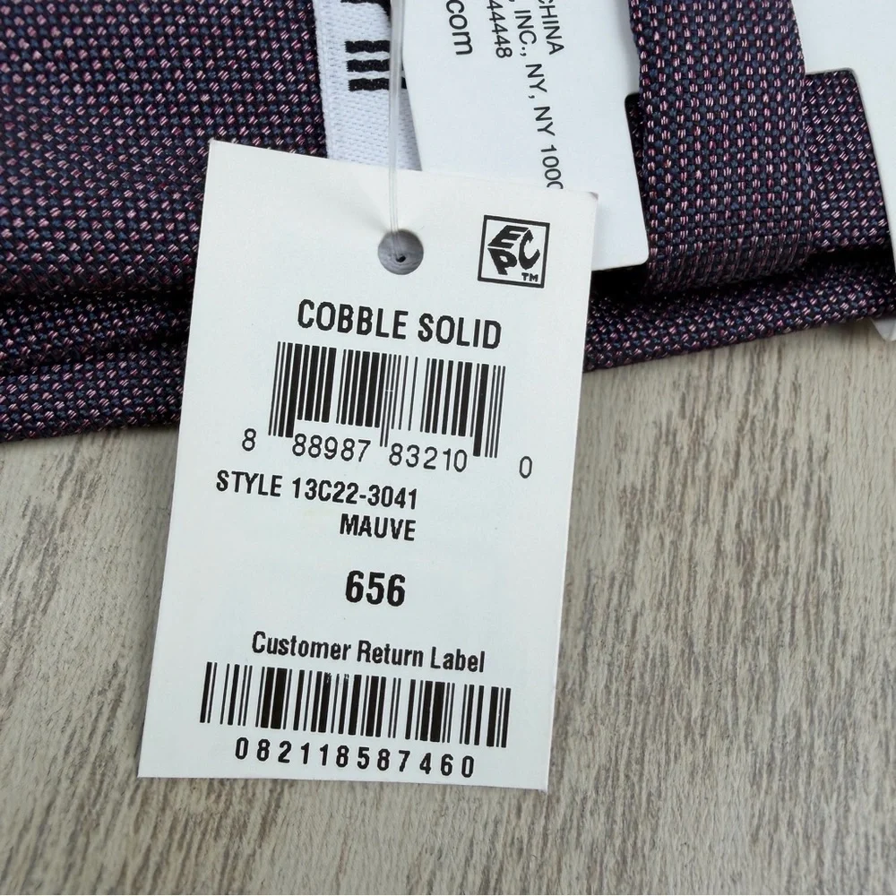 726 Bar III Men's Tie Cobble Solid 656 Mauve $55 Silk Poly Blend Skinny Slim